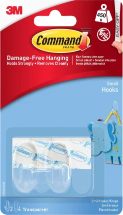 Command Small självhäftande krokar transparenta, 2-pack