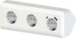 Cotech 3-vägs vägguttag för hörn, utanpåliggande med USB