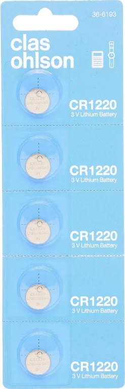 CR1220 litiumbatteri 3 V, 5-pack