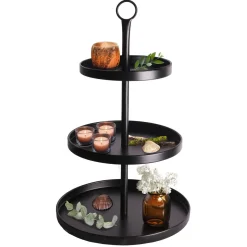 Dekorationsfat 3 våningar metall svart 48 cm