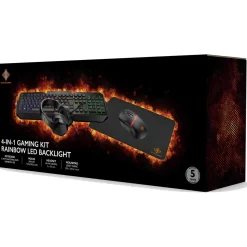 Deltaco Gaming Kit headset, tangentbord, mus och musmatta, GAM-174