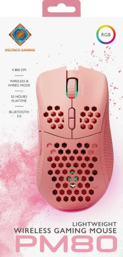 Deltaco Gaming trådlös gamingmus GAM-120-P, rosa