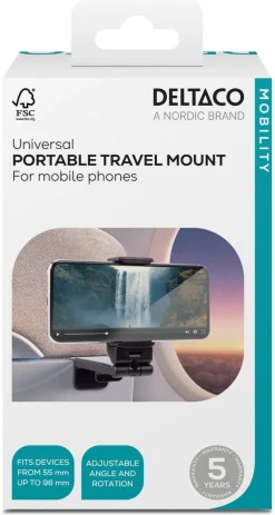 Deltaco Portable Travel Mount mobilhållare, klämma