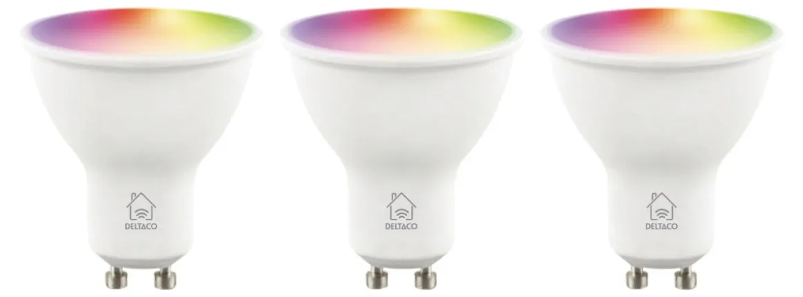 Deltaco Smart Home GU10 LED RGB 4,7 W dimbar, 3-pack