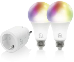 Deltaco Smart Home WiFi set, smart-plug och 2 x E27 RGB LED-lampor