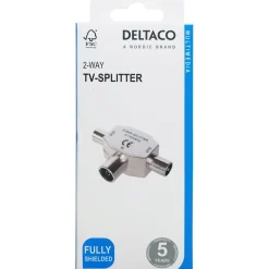 Deltaco 2-vägs tv-splitter IEC hona till 2x hane