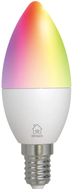 Deltaco Smart Home kronljuslampa LED RGB WiFi, E14 4,9 W dimbar