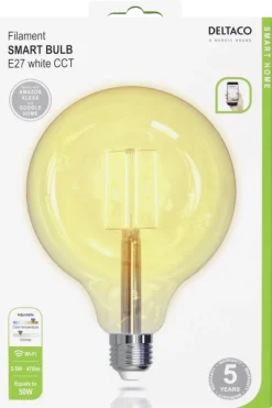 Deltaco Smart Home LED-filament globlampa E27 WiFi