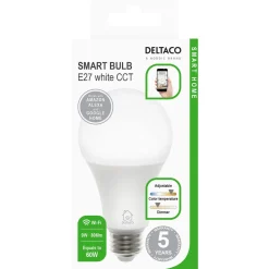 Deltaco Smart Home LED-lampa E27, 9 W, dimbar