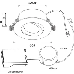 Designlight D-007 downlight LED 7 W 2700 K IP44, vit