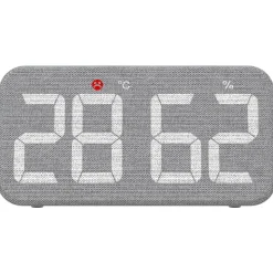 Digital termometer och hygrometer med tygfront, inomhus