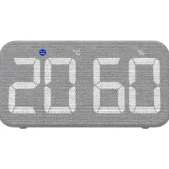 Digital termometer och hygrometer med tygfront, inomhus