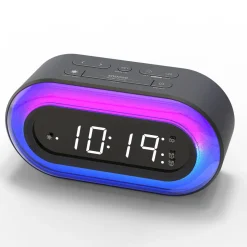 Digital väckarklocka med ljus, svart RGB