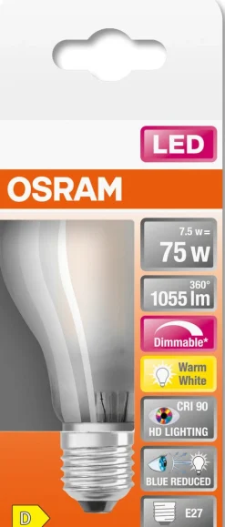 Dimbar normallampa LED E27 Osram, varmvit