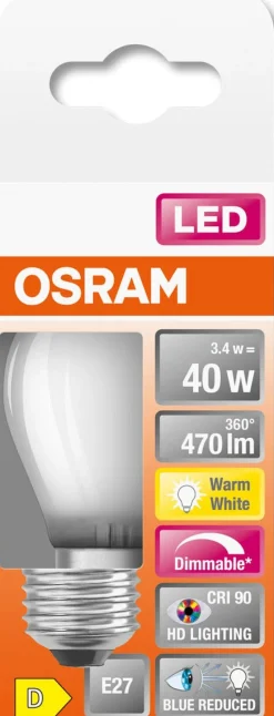 Dimbar klotlampa LED E27 Osram, varmvit
