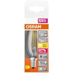 Dimbar kronljuslampa LED E14 Osram, varmvit