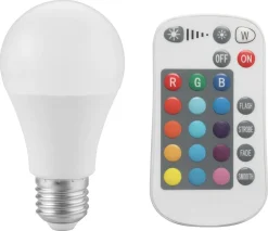 Dimbar LED-lampa RGBW E27 4,8 W, med fjärrkontroll