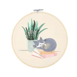 DIY-kit Broderi Sovande katt, nybörjare, från 12 år