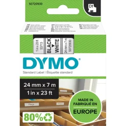 Dymo D1 märkband svart på vitt, 24 mm 7 m