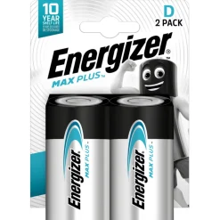 Energizer Max Plus D/LR20-batterier, 2-pack
