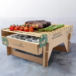 Engångsgrill av kartong och bambu, med briketter
