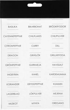 Etiketter till burkar, kryddor och torrförvaring