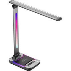Exibel RGB skrivbordslampa med trådlös laddare, dimbar