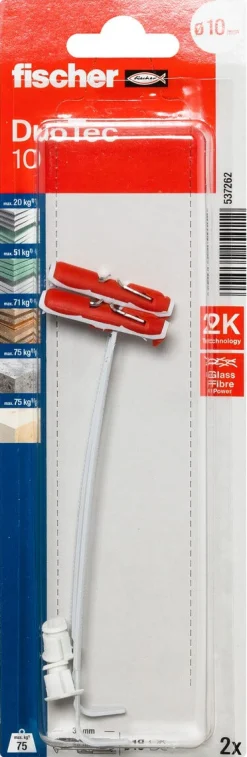 Fischer skivinfästning DuoTec 10 K NV utan skruv, 2-pack