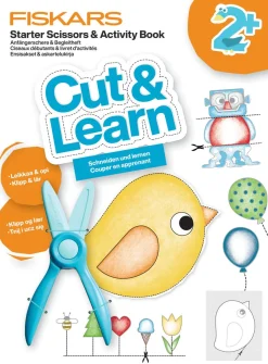 Fiskars Cut & Learn barnsax (plastblad) med bok, från 2 år
