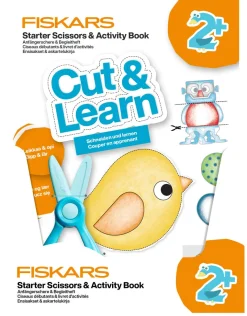 Fiskars Cut & Learn barnsax (plastblad) med bok, från 2 år