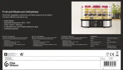 Frukt- och svamptork med digital display, 5 brickor