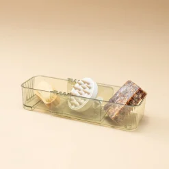 Förvaringslåda justerbar transparent grön 23-36,5 cm