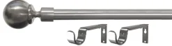 Gardinstång med ändknoppar och väggfästen, 120-210 cm