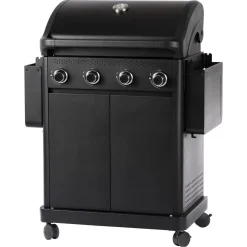 Gasolgrill med 4 brännare, sidobord och grillvagn