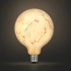 Globlampa LED E27 marmor, varmvit