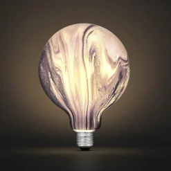 Globlampa svart marmor LED E27 4,8 W dimbar