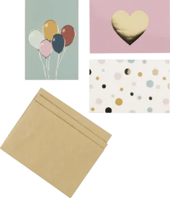 Grattiskort kalas 10 x 15 cm med kuvert, 3-pack