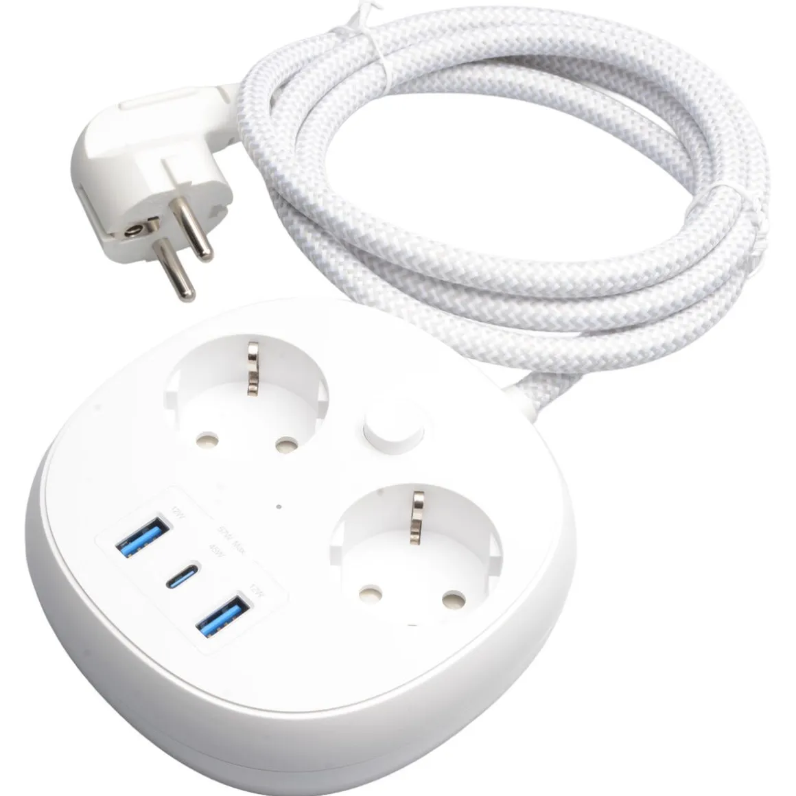 Grenuttag 2-vägs med USB-A och USB-C, 1,5 meter