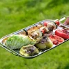 Grillbricka rostfritt stål, 42,5 x 24,7 x 5,5 cm