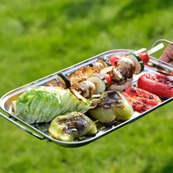 Grillbricka rostfritt stål, 42,5 x 24,7 x 5,5 cm