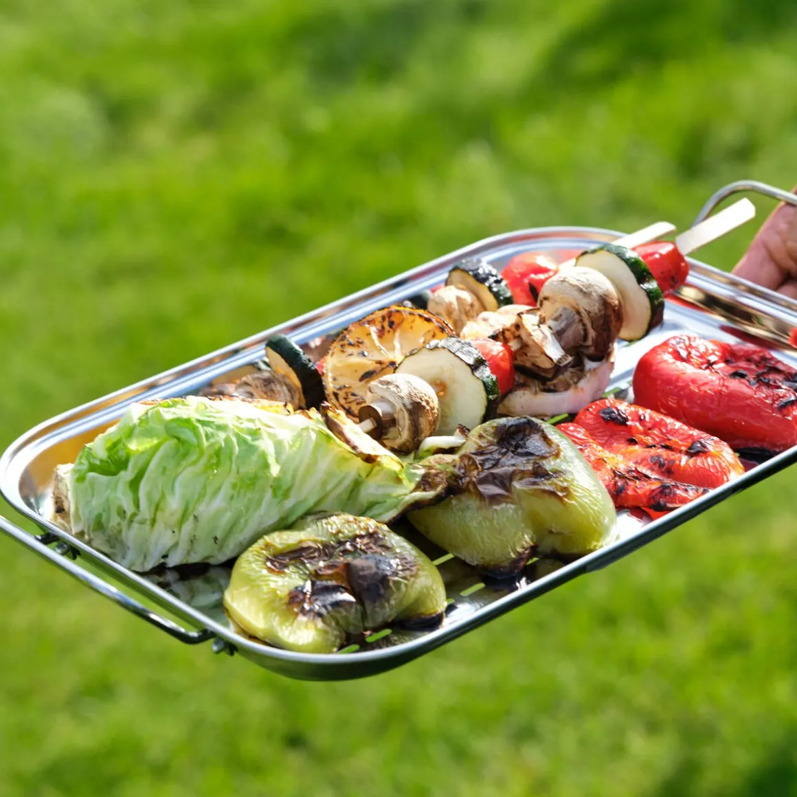 Grillbricka rostfritt stål, 42,5 x 24,7 x 5,5 cm