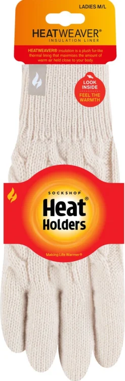 Heat Holders fingervantar dam, stickade, beige