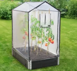 Högt växthus till pallkrage, plastöverdrag, 120 x 80 x 135 cm