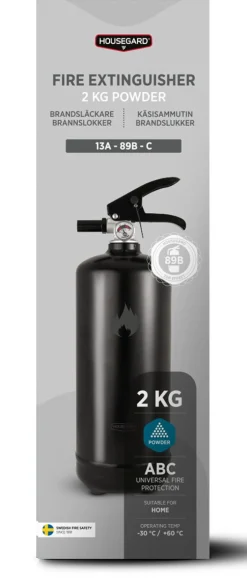 Houseguard liten brandsläckare 2 kg, svart / vit