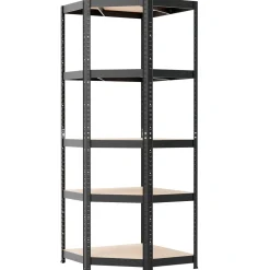 Hörnhylla metall för garage eller förråd, 5 hyllplan