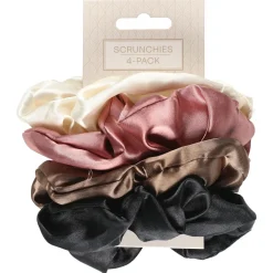 Hårsnoddar scrunchies satin, 4-pack
