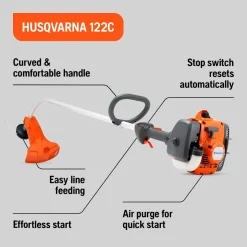 Husqvarna 122C bensindriven grästrimmer med tråd
