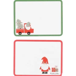 Juletiketter på rulle, motiv med jultomtar, 50-pack