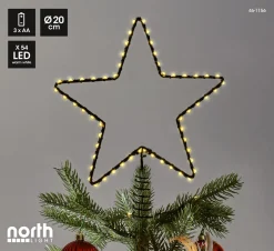 Julgransstjärna med belysning metall svart 20 cm Northlight