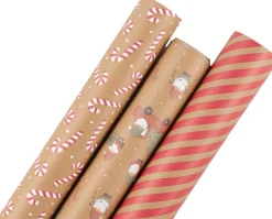 Julpapper kraftpapper julmotiv 70 cm x 6 m, 3-pack